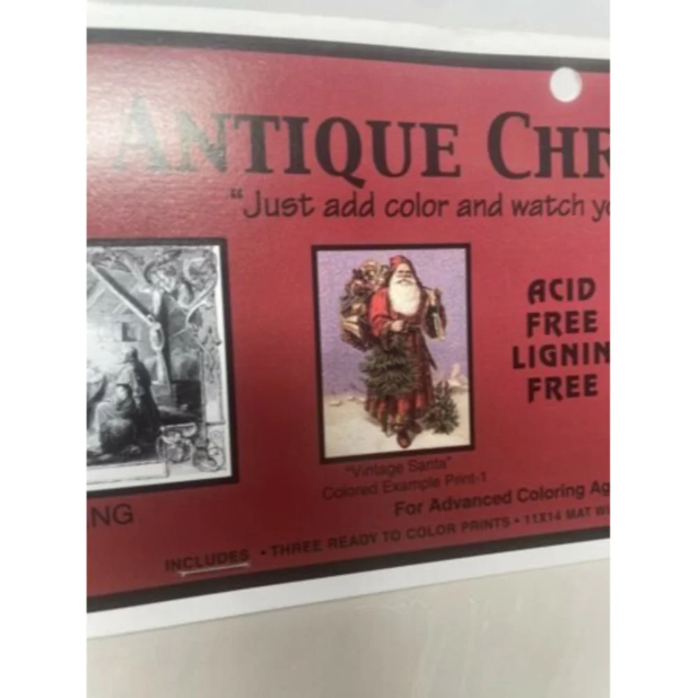 3 Ready To Color Christmas Adult Coloring Matted Pictures‎ Santa On Roof